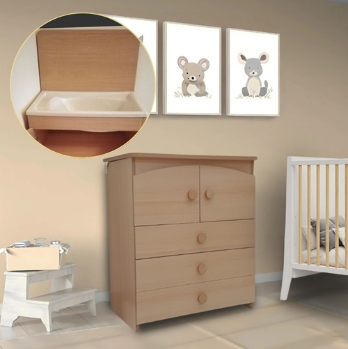 Baby dresser with changing top and bath tube
