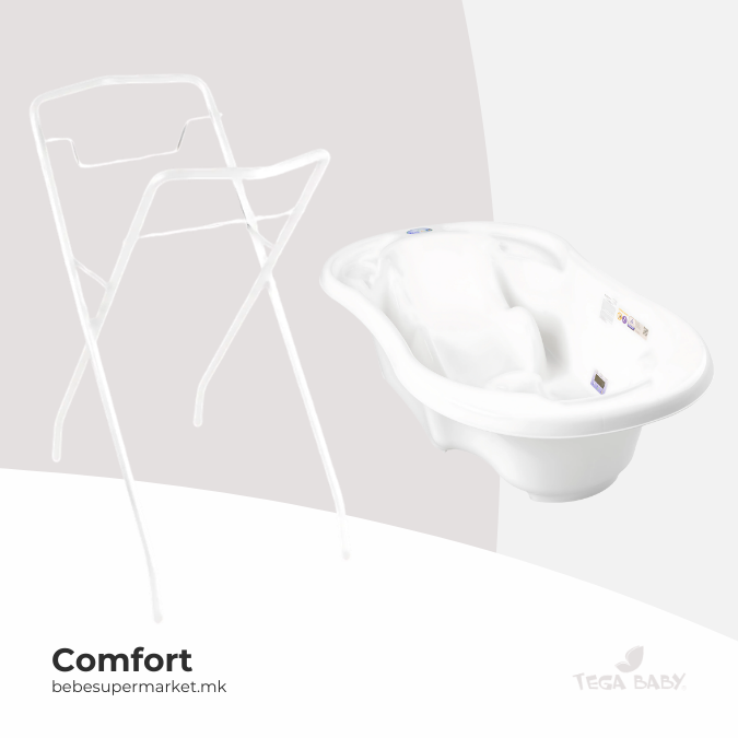 Bath Tube 2 in 1 COMFORT witha STAND white - Tega Baby