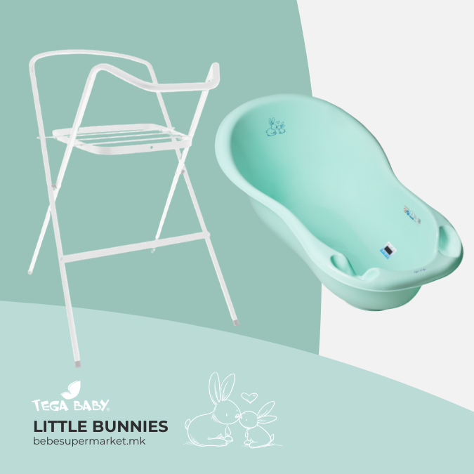 Bath Tube 102cm with STAND - Tega Baby - mint little bunnies