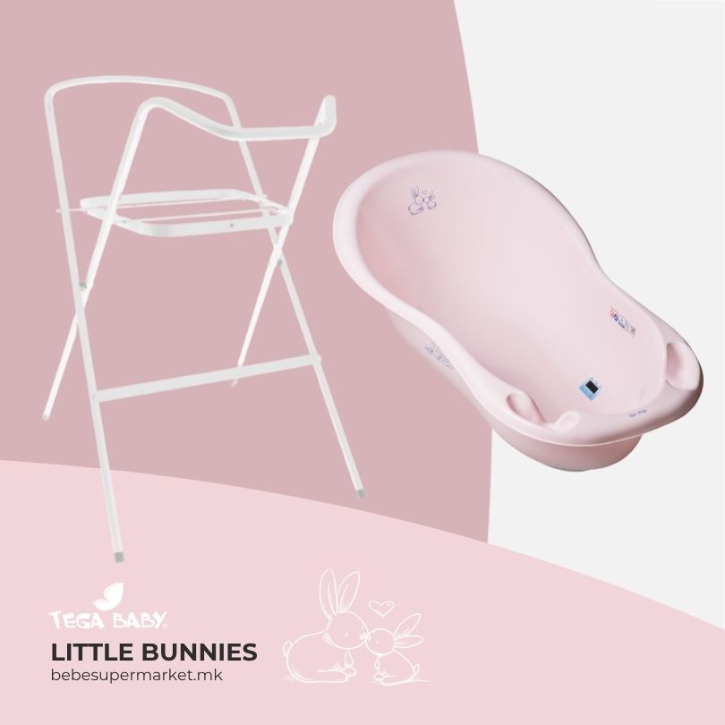 Bath Tube 102cm with STAND - Tega Baby - pink little bunnies